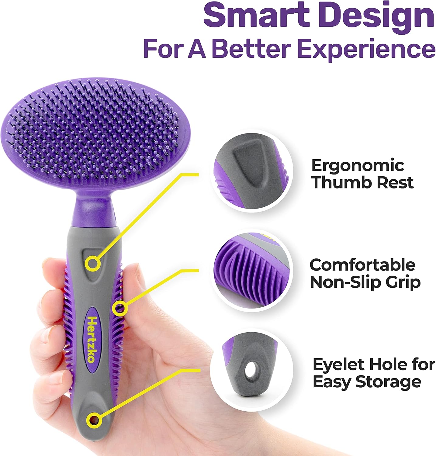 Hertzko pet grooming brush packaging and complete product overview