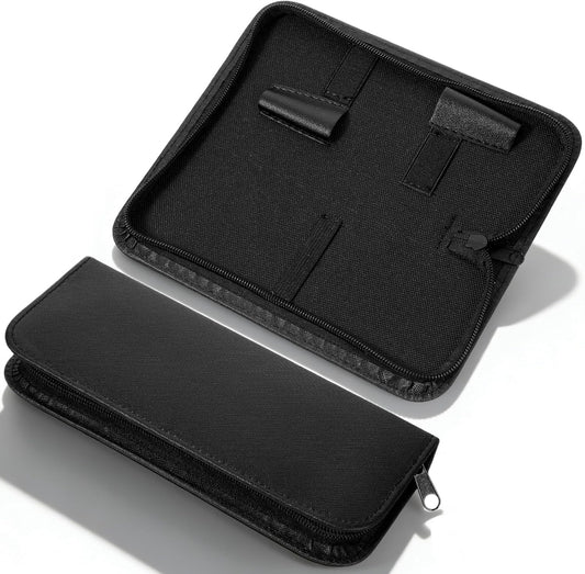 Molain scissors holder pouch professional black barber shear case front view showcasing sleek zippered closure.