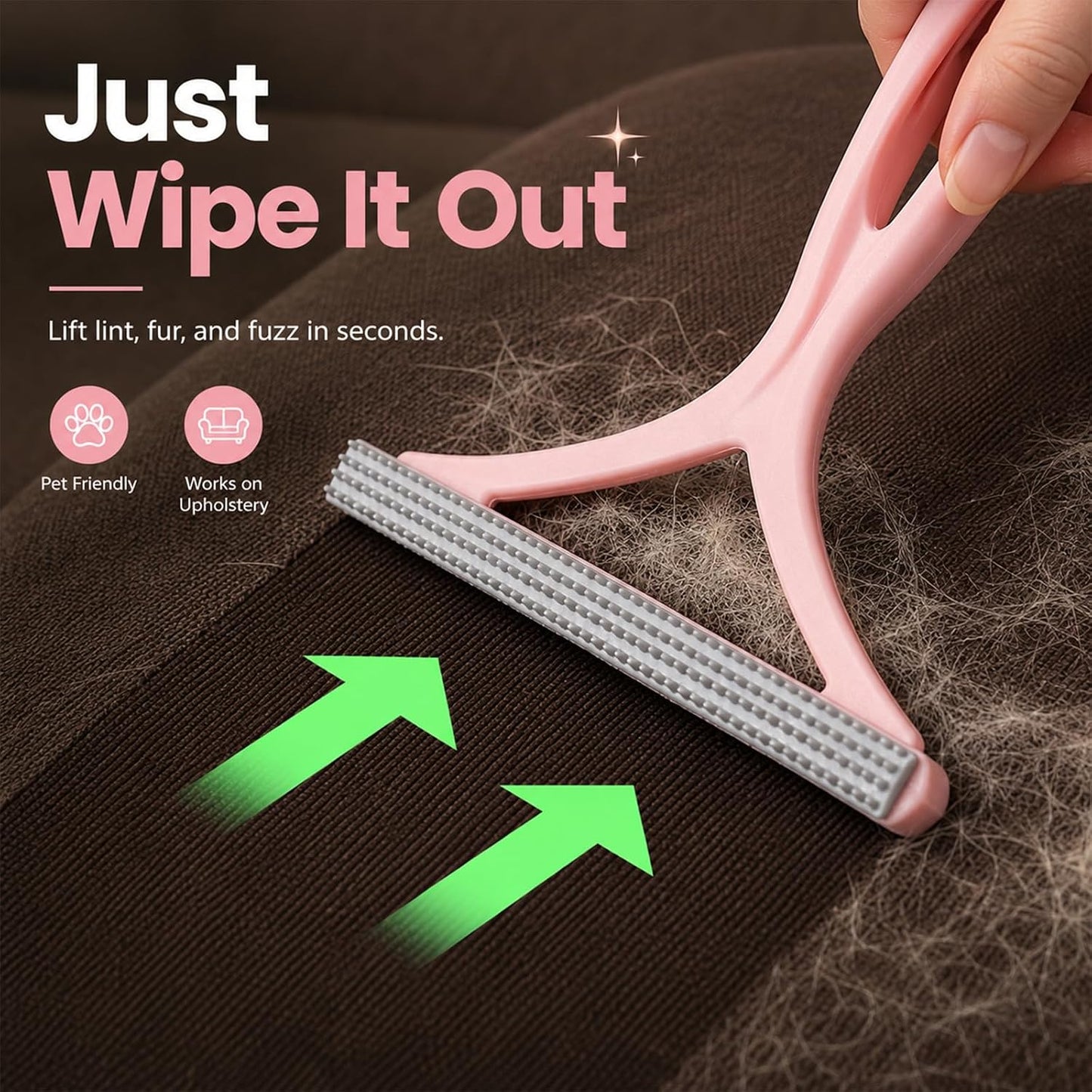 Self-Cleaning Cat Shedding Grooming Brush for Small Dog Pet Short Hair Remover Set Reusable Lint Removal Tool Carpet Scraper for Clothes Couch Bedding Furniture Car Pink - Image 9