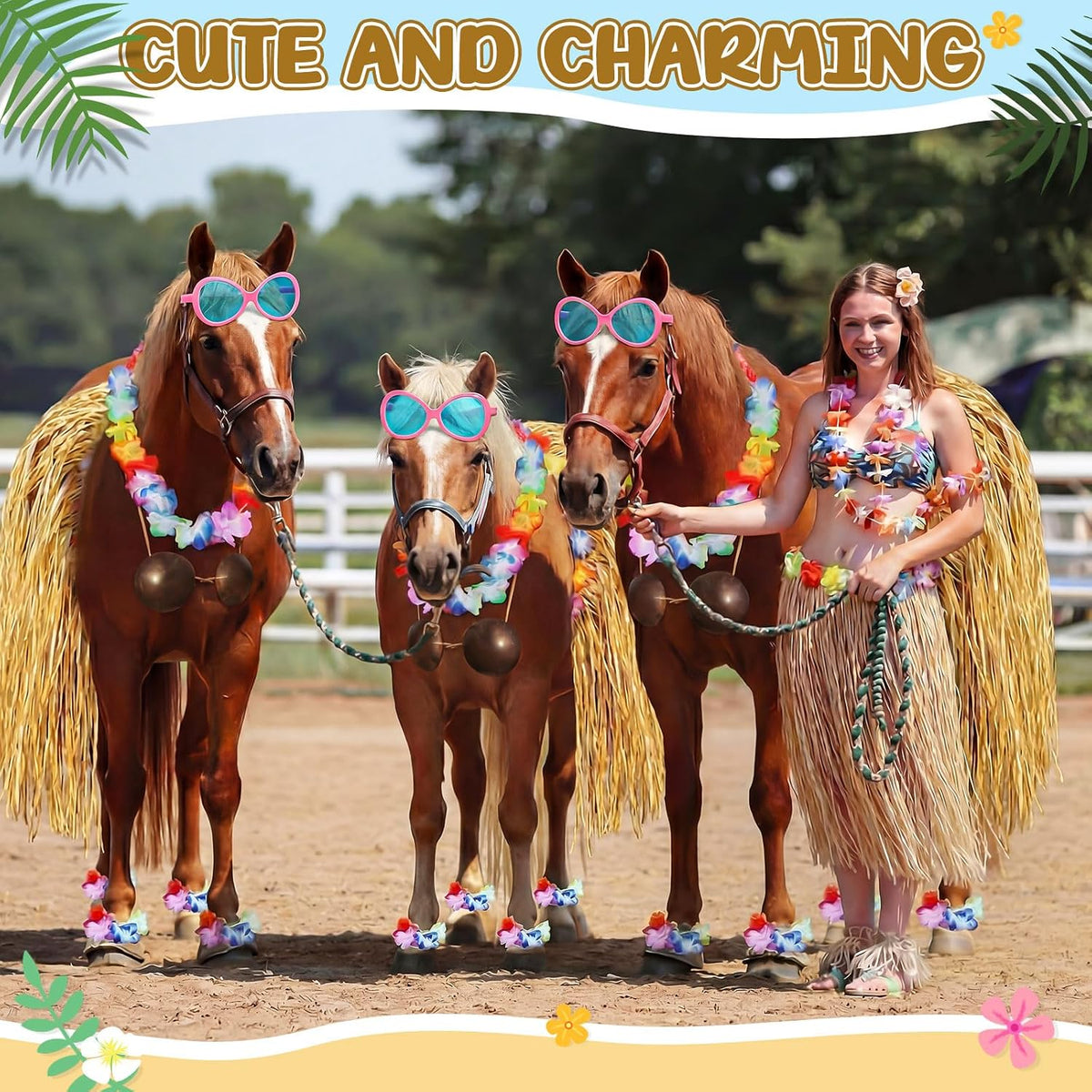 Top view of horse hula outfit components
