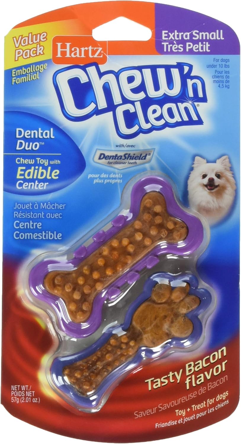 Hartz Chew 'n Clean Dental Duo Dog Treat & Chew Toy, Color Varies, Extra Small, 6 Count - Image 10
