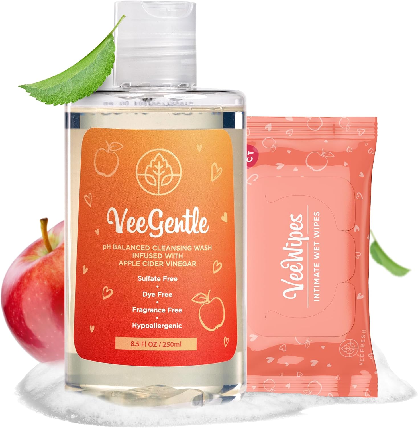 VeeFresh VeeDaily bundle front view showing intimate wash and wipes