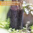 Flexible cat deterrent mat wrapped around a garden tree base