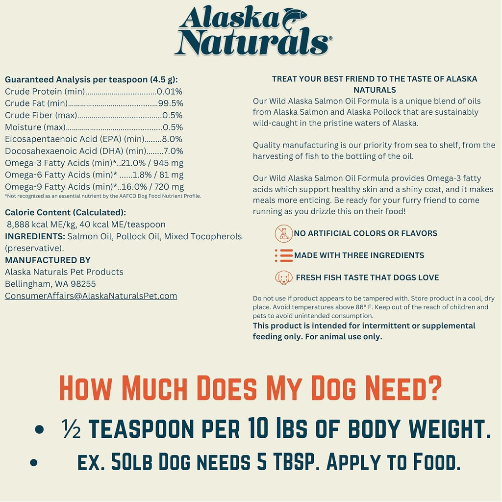Liquid fish oil food topper for shiny dog coat on kitchen counter