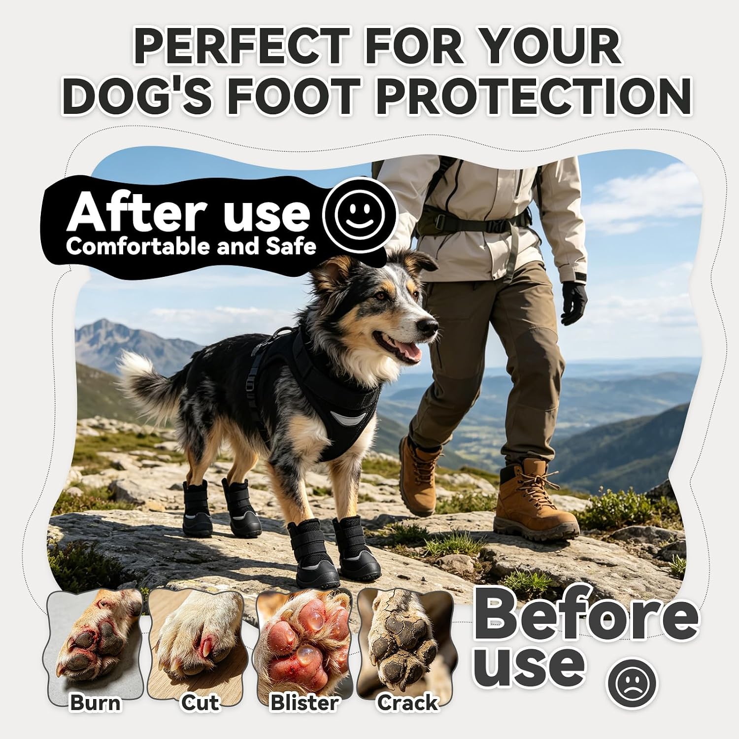 Interior view showing breathable mesh lining of dog boots