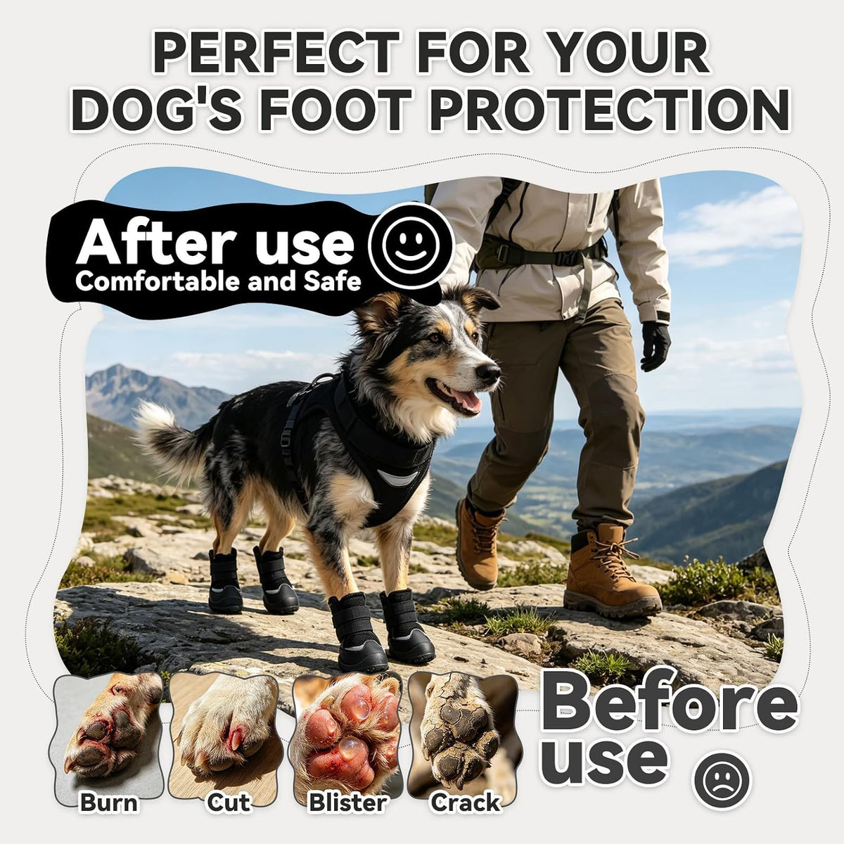 Interior view showing breathable mesh lining of dog boots