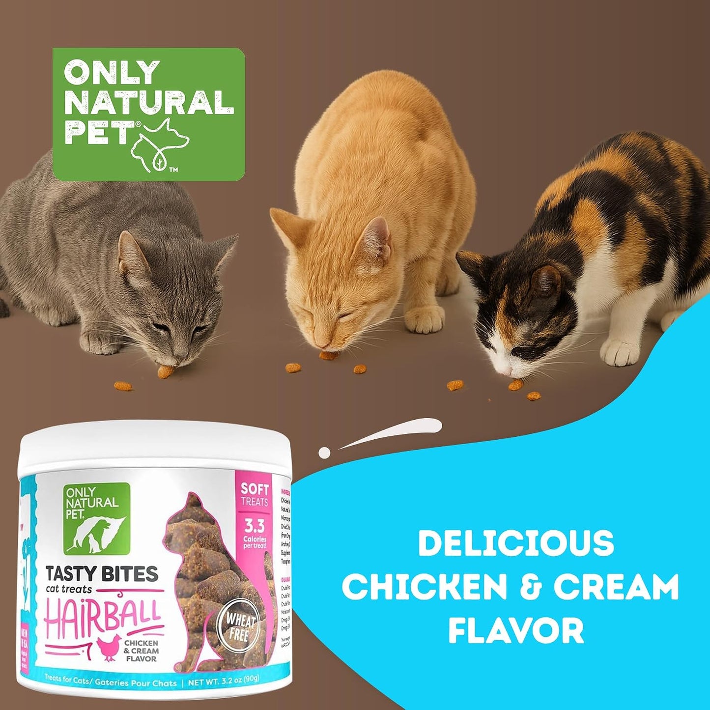 Holistic sixty count hairball management cat chews base view.