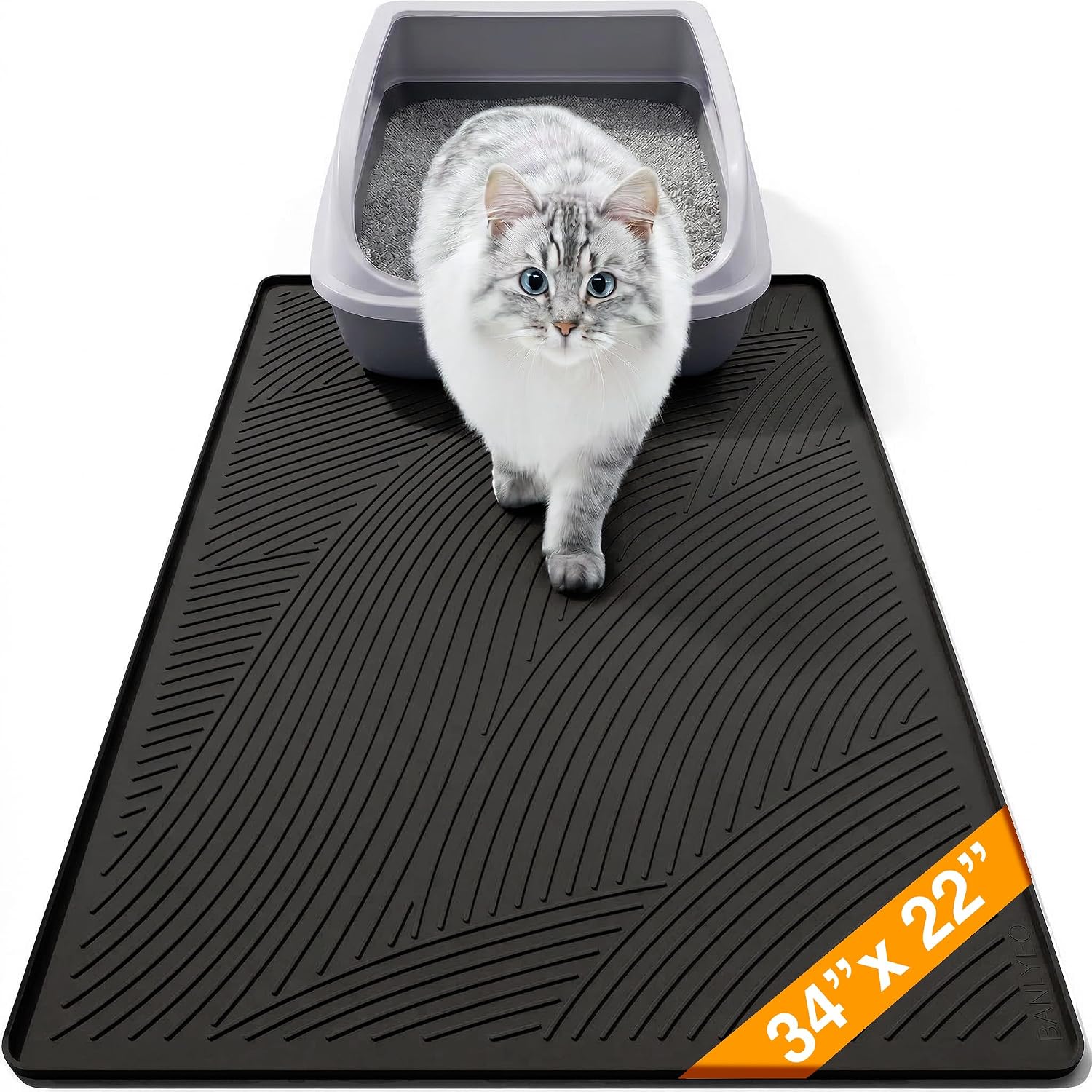 Cat Litter Box Mat - L Large Size 34 x 22 in, Water Proof, Kitty Litter Trapping Mat, Easy to Clean, Scatter Control, Odorless, Pet Supplies for Indoor Cats, Warm Beige - Image 9