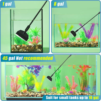 AQUANEAT aquarium maintenance tool being used to clean a ten gallon nano fish tank setup.