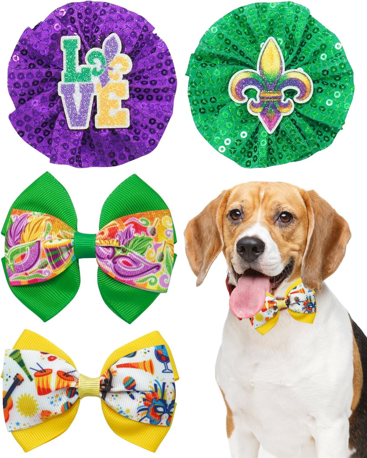 PET SHOW 4pcs Small Dogs Collar Flowers and Bows Charms For Festival Holiday Party Cats Rabbits Slides on Collars Leashes Puppies Medium Dog Collar Attachment - Image 9