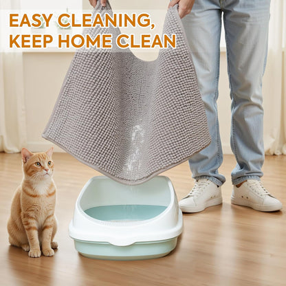 Pieviev waterproof cat litter box mat non slip backing texture view.