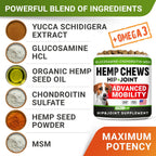 StrellaLab dog mobility treats container detailing glucosamine chondroitin and MSM ingredients.