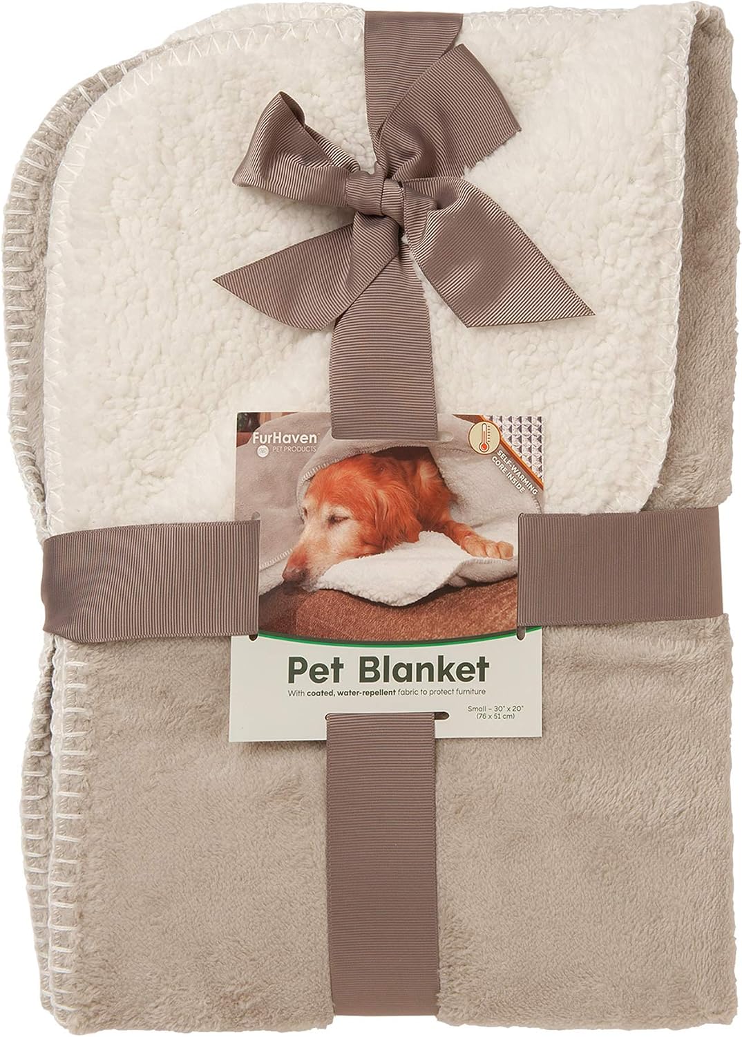 Machine washable care instruction label on the Furhaven small pet blanket