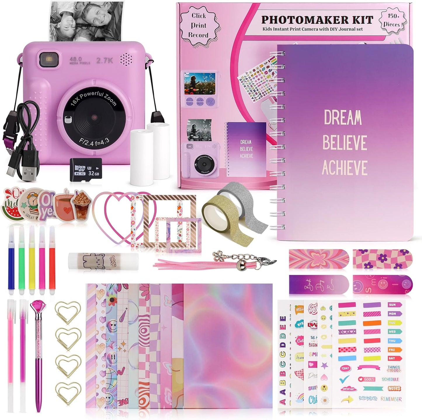 FINcredible Photomaker Kit instant print camera front view in lilac color.
