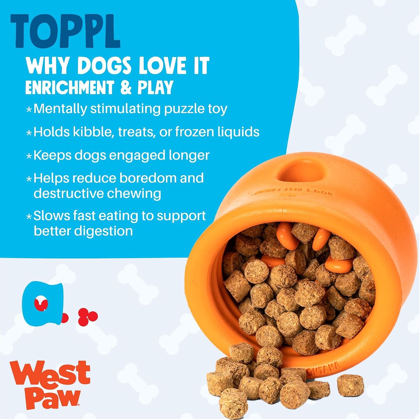 West Paw Toppl dog toy showing interior treat grooves