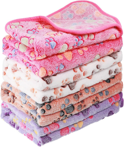 Tatuo 4 Pack Fleece Dog Blankets for Puppy Cats Multi-Size Sleep Mat for Pet Guinea Pig Soft Washable Warm Crate Bed Puppy Teething Toys Print Pattern Blanket Indoor(Mixed Color,24 x 16 Inch,Paw) - Image 13