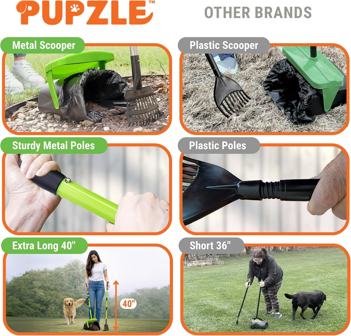 Pupzle pet pooper scooper kit with twenty drawstring bags