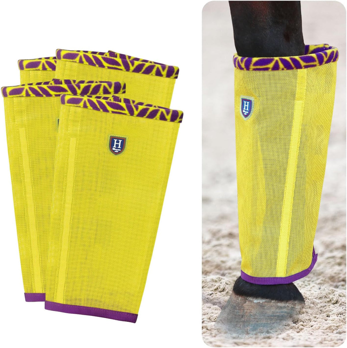 Fine Mesh Fly Boots Loose Fitting & Non-Slip Horse Fly Leggings Fleece Air Flow (Set of 4) - Image 10