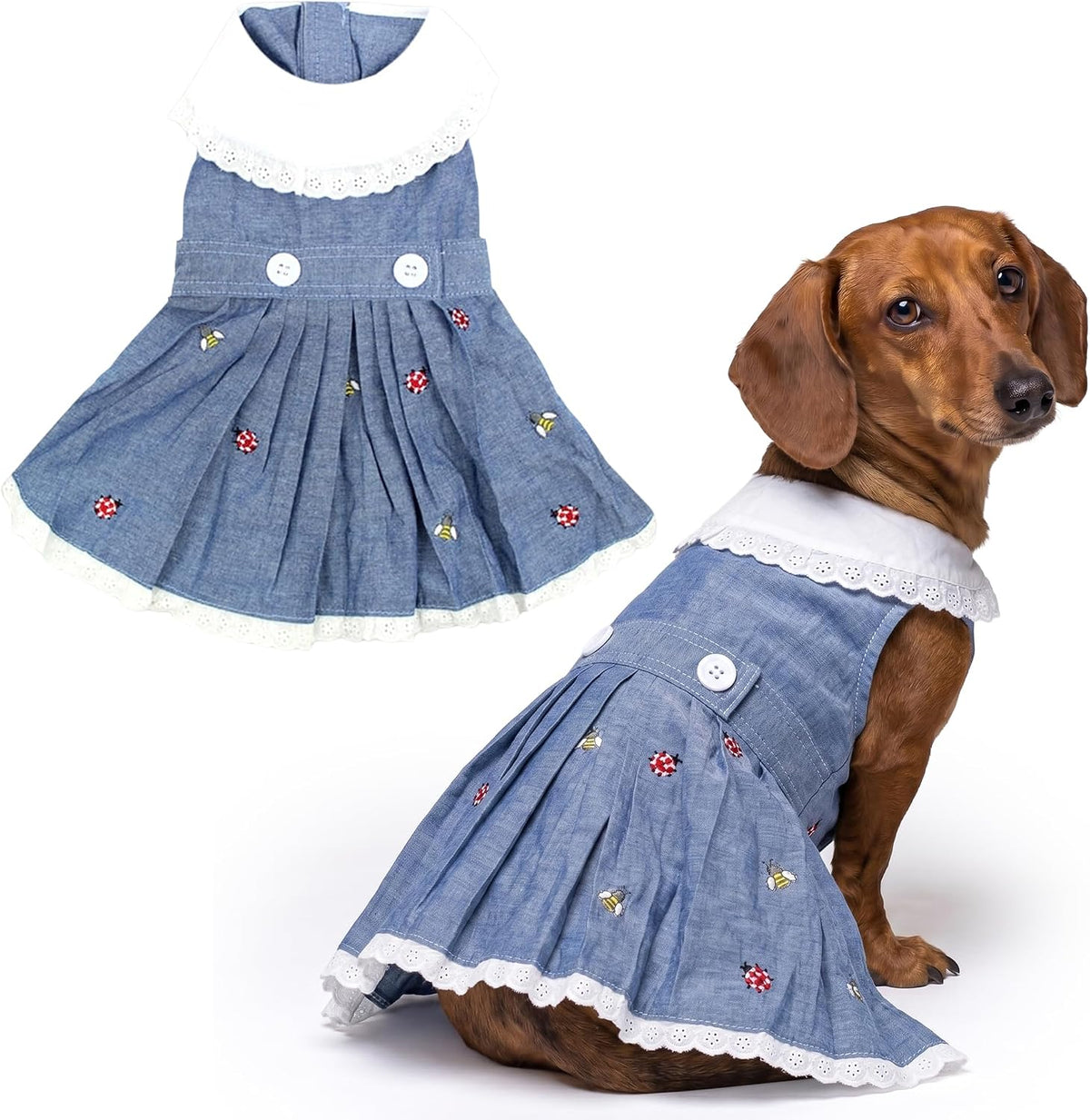 Parisian Pet Hawaiian Dog Dress - 100% Cotton Summer Clothes for Large Dogs Girl - Pet Dress with Pull-Up Straps - Floral Beach Dog Outfit - Lightweight Puppy Clothes - Stylish Dresses for Dogs - Image 15