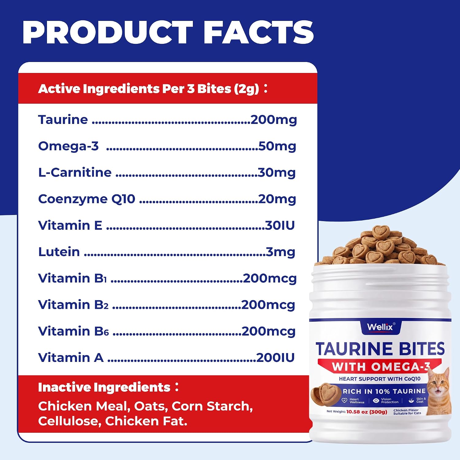 Premium Wellix daily cat multivitamin and taurine soft bites for multi pet households