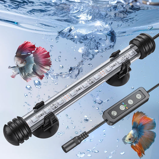 Pawfly 1.8 W Aquarium LED Light 7.5 Inch Underwater Fish Tank Light with Timer Auto On/Off Fish Tank Background Lights with 8 Lighting Modes Submersible Multi-Colored Tube Lights for Decoration - Image 1