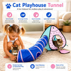Rypet cat play tent collapsed flat inside its compact handled storage bag