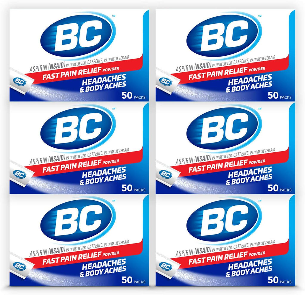 BC Powder Original Strength Pain Reliever 50 powder sticks front view box packaging