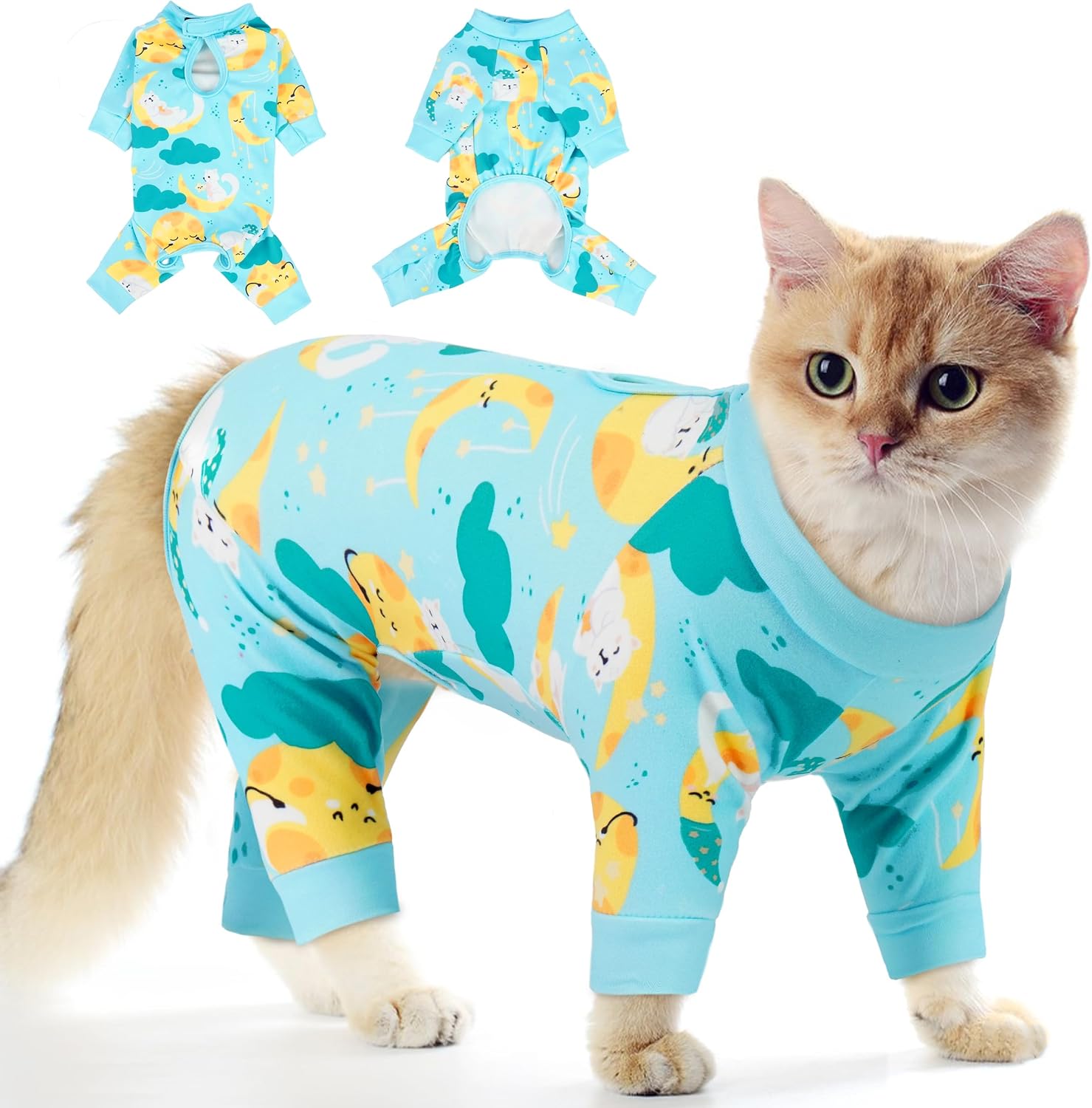 PUMYPOREITY Cat Hair Sticky Shirt - Breathable & Lightweight, Reduces Shedding Fur Pajamas, Prevents Licking Wounds After Surgery, Cat Sweaters - Soft & Machine Washable, Blue, M - Image 9