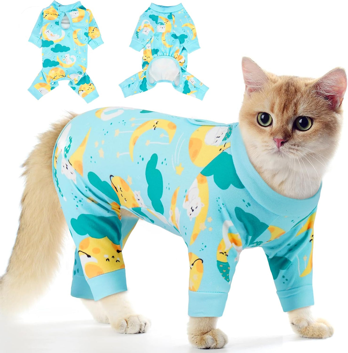 PUMYPOREITY Cat Hair Sticky Shirt - Breathable & Lightweight, Reduces Shedding Fur Pajamas, Prevents Licking Wounds After Surgery, Cat Sweaters - Soft & Machine Washable, Blue, M - Image 9