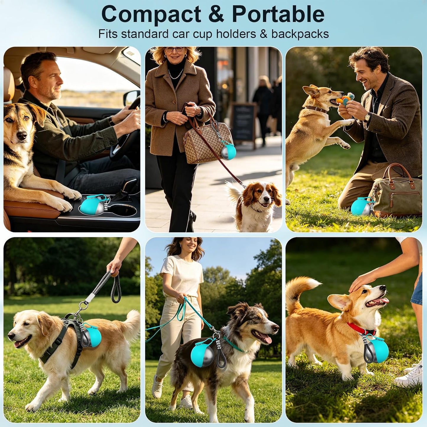 HJKLIUT leak proof dog bottle resting securely inside a standard car cup holder.