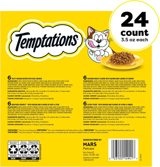 Temptations Tasty Chicken Entree wet cat food 3.5 Ounce tray.