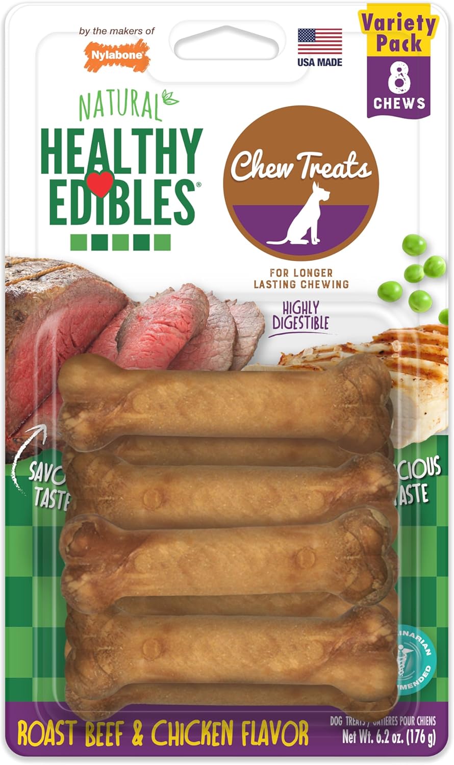 Nylabone Healthy Edibles Natural Chews, Long Lasting Dog Bones, Healthy Dog Treats, Bacon Flavor, X-Small (8 Count) - Image 14