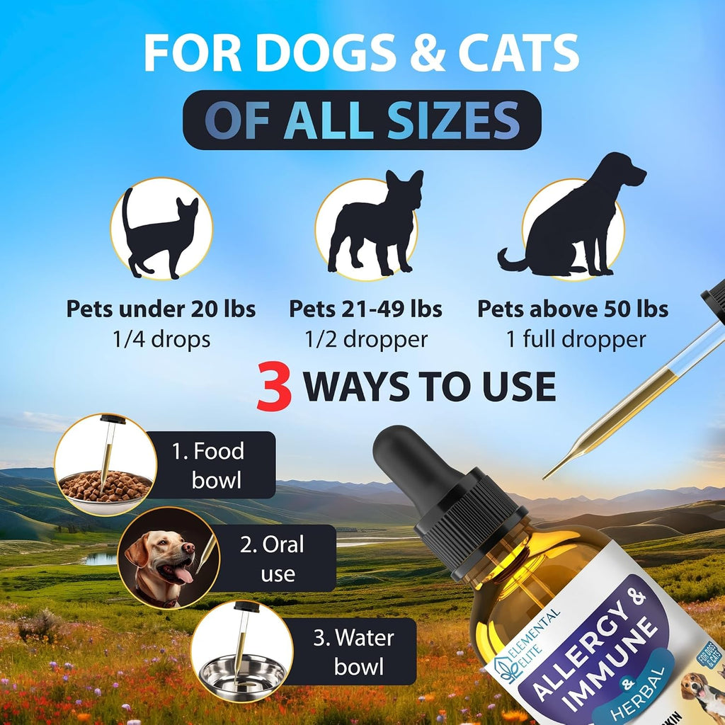 EDUZEBRA pet wellness drops for seasonal allergy relief and healthy skin support