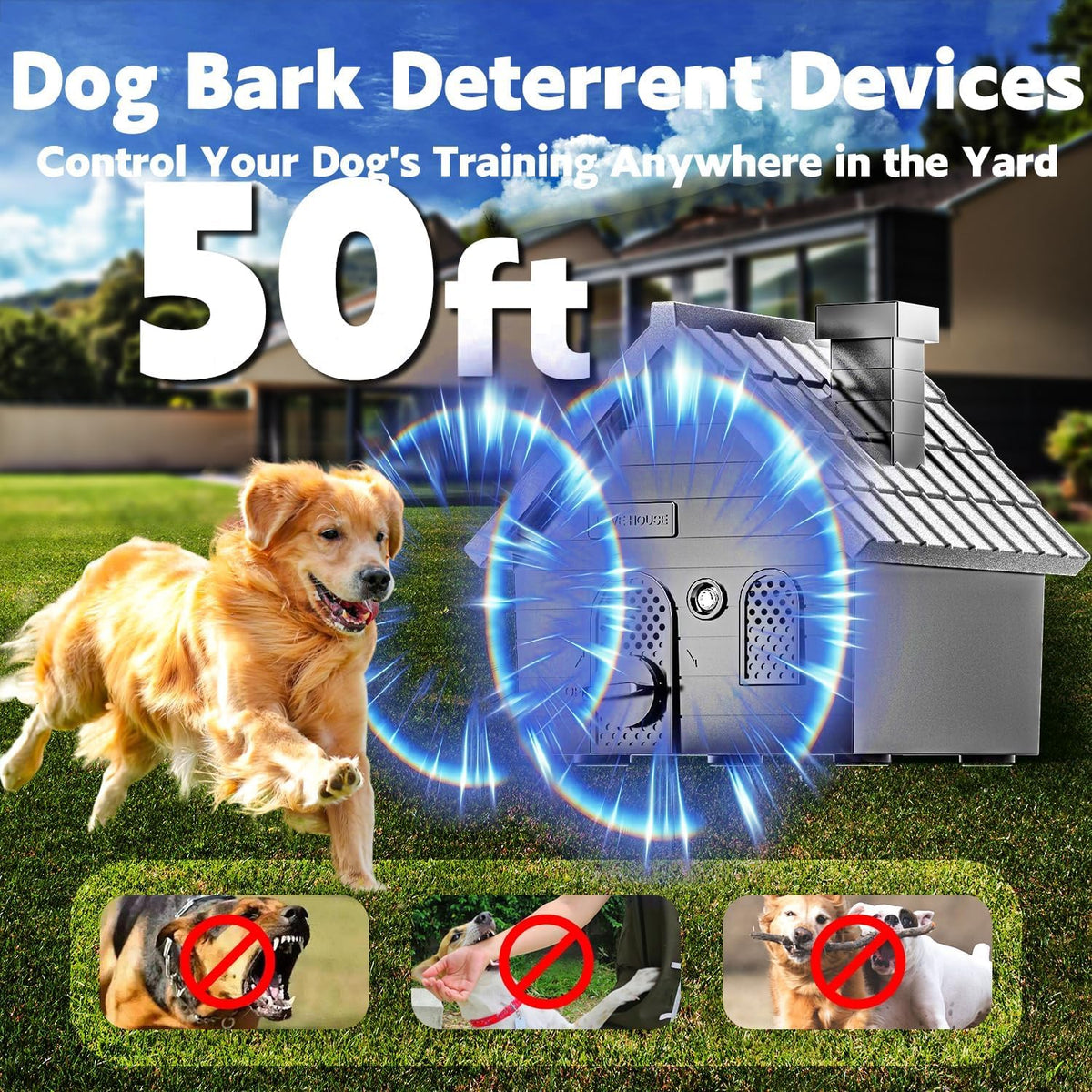 AODA dog bark silencer showing 4 frequency modes