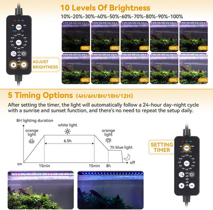 Hygger full spectrum light installed on aquarium