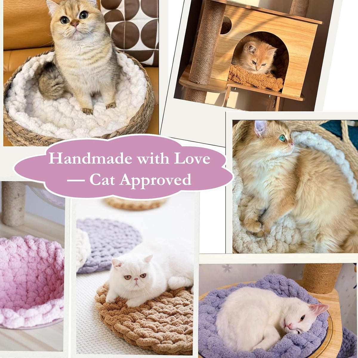 Urnat extra soft white kitten sleeping mat with braided design