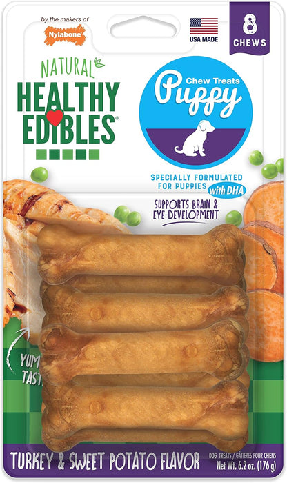 Nylabone Healthy Edibles Natural Puppy Chews Long Lasting Treats for Puppies, Roast Beef/Apple/Bacon Dog Treats, X-Small/Petite (3 Count) - Image 13