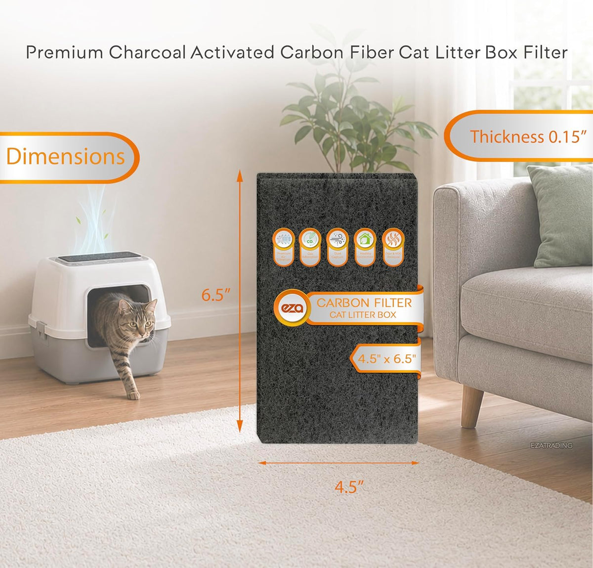Close up of high density charcoal activated carbon fiber material for odor adsorption.