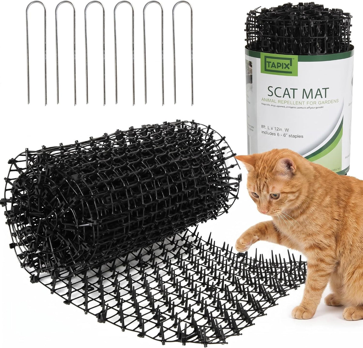 Tapix cat scat mat with spikes front view showing plastic mesh design
