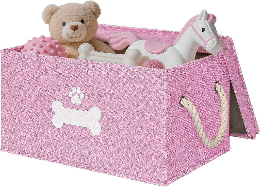 Dog Toy Basket with Lid, Dog Basket for Toys, Dogs Toy Box with Cotton Rope Handles, Collapsible Storage Bins for Pet Toys, Dogs Storage Organizer, Beige - Image 14