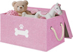 Dog Toy Basket with Lid, Dog Basket for Toys, Dogs Toy Box with Cotton Rope Handles, Collapsible Storage Bins for Pet Toys, Dogs Storage Organizer, Beige - Image 14