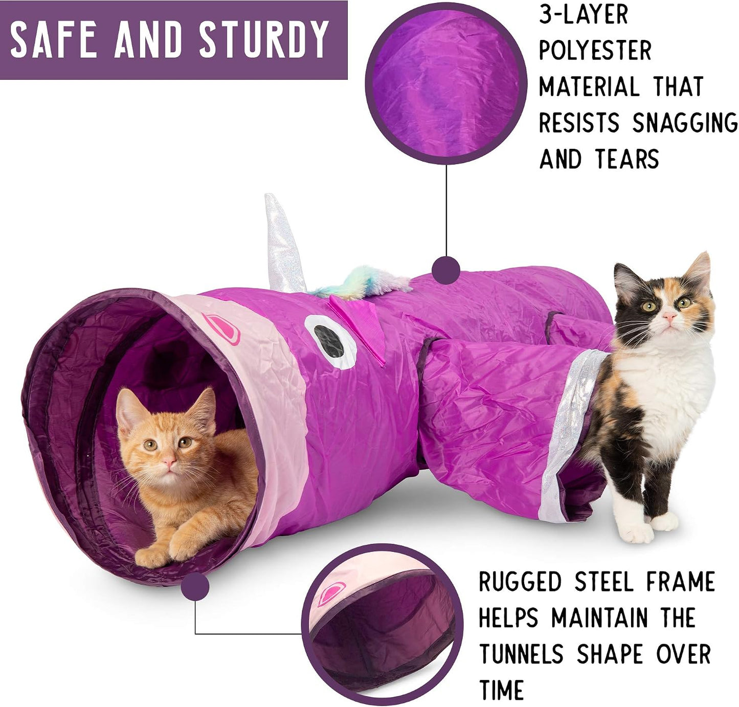 Pet Craft Supply Mewnicorn purple 5-in-1 collapsible cat tunnel system