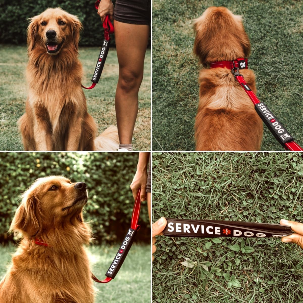 Close up view of the secure fastener closure on the pet leash sleeve.