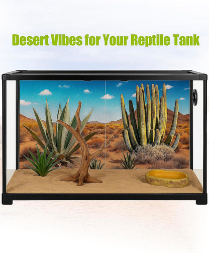 Helidrago 36x18 Inches desert style pet terrarium background installed on a glass reptile tank.