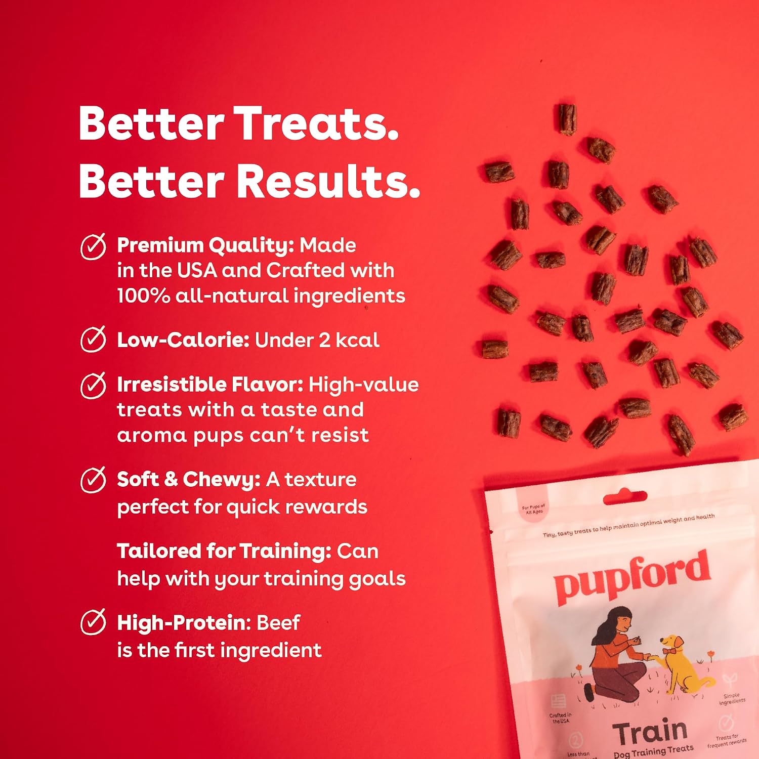 Close up of beef recipe Pupford training treats for dogs
