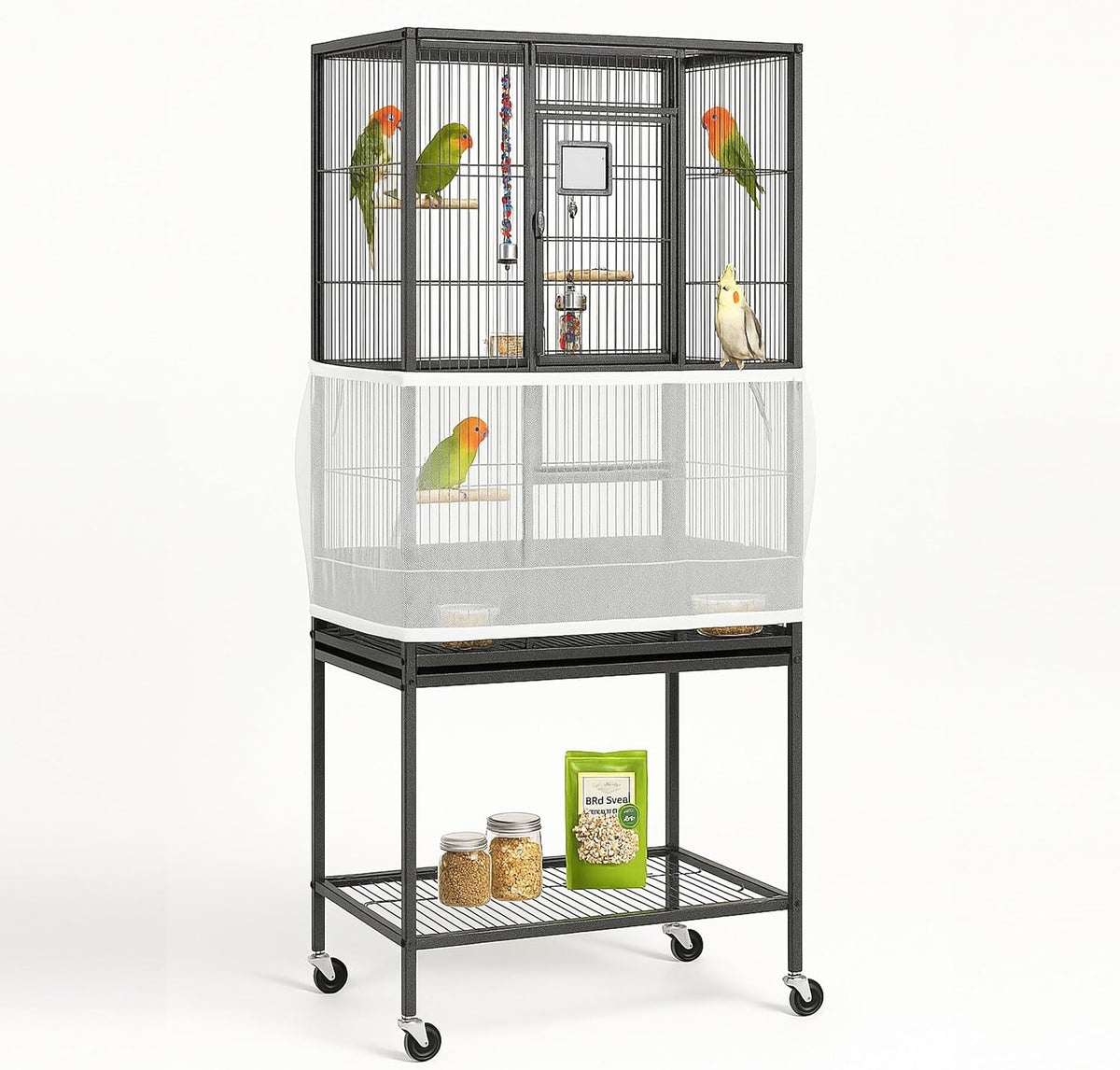 Close-up view of durable nylon mesh texture on bird cage net