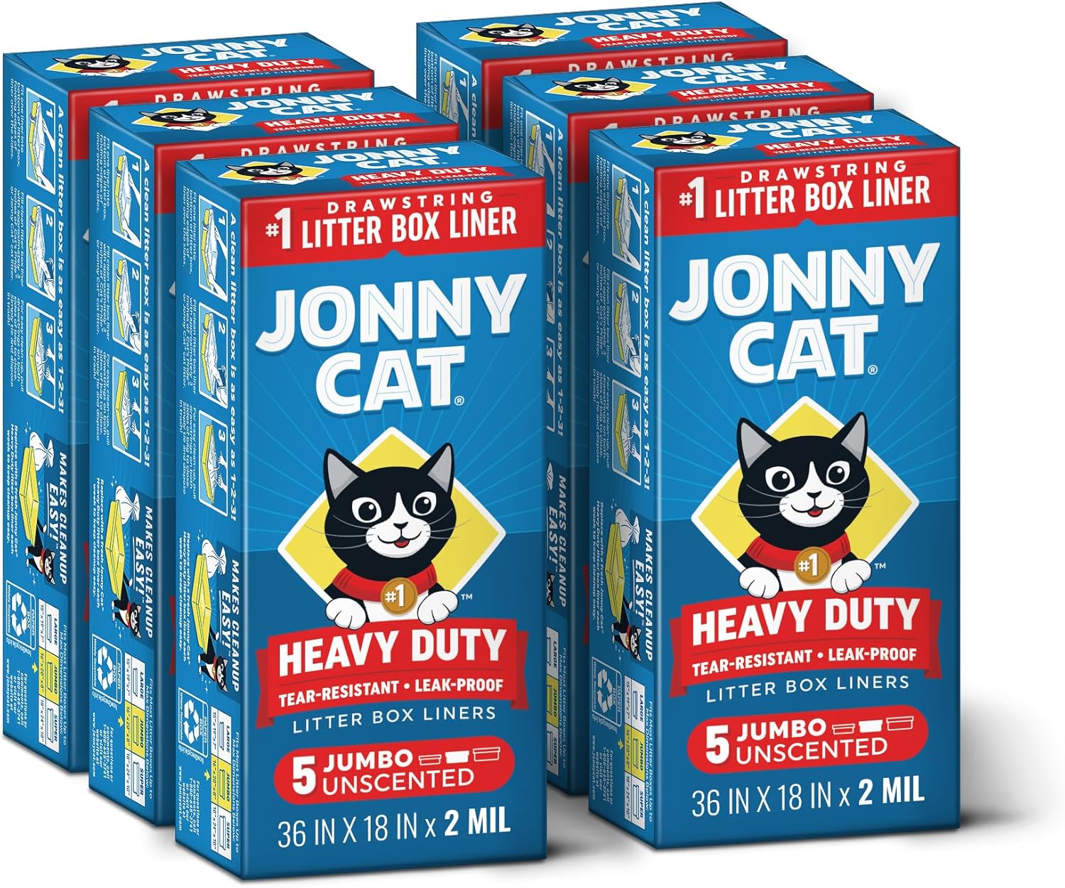Jonny Cat Litter Box Liners: Heavy Duty - Tear & Leak Resistant - Drawstring Close - Jumbo, 15 Count - Image 9