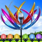 Raraxuan 70 inch solar wind spinner front view for garden decoration