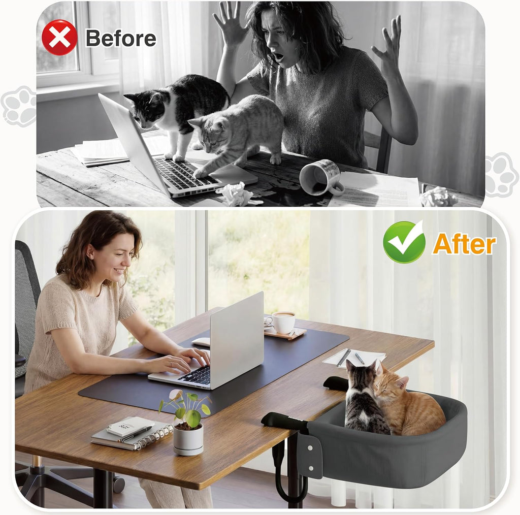 Reversible Sherpa and Oxford mat for cat desk bed