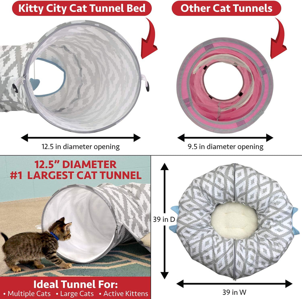 Kitty City cat tunnel bed showing geometric pattern exterior
